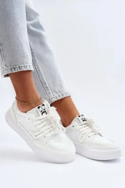 Discount Boto Damskie Sneakersy Eko Skórzane Białe Avanalis Biały