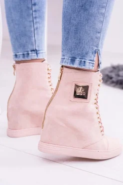 Boto Sneakersy Damskie*Damskie Sneakersy Lu Boo Z Łańcuchami Zamszowe Różowe Monica