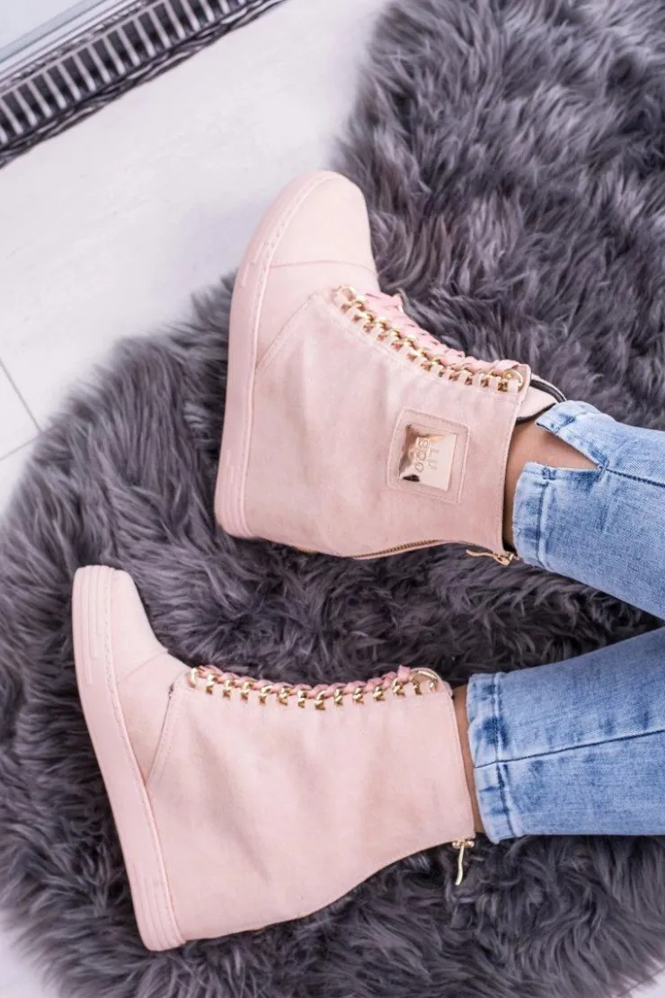 Boto Sneakersy Damskie*Damskie Sneakersy Lu Boo Z Łańcuchami Zamszowe Różowe Monica