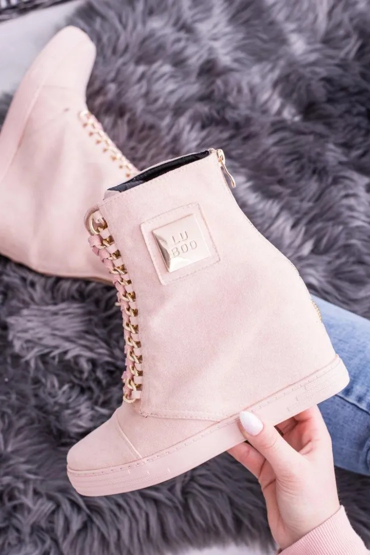 Boto Sneakersy Damskie*Damskie Sneakersy Lu Boo Z Łańcuchami Zamszowe Różowe Monica