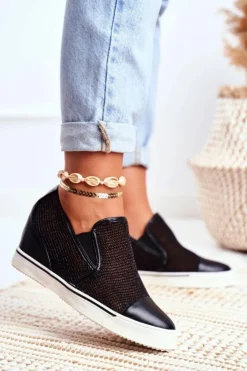 Damskie Boto Damskie Sneakersy Lu Boo z Siateczką Czarne Morgono