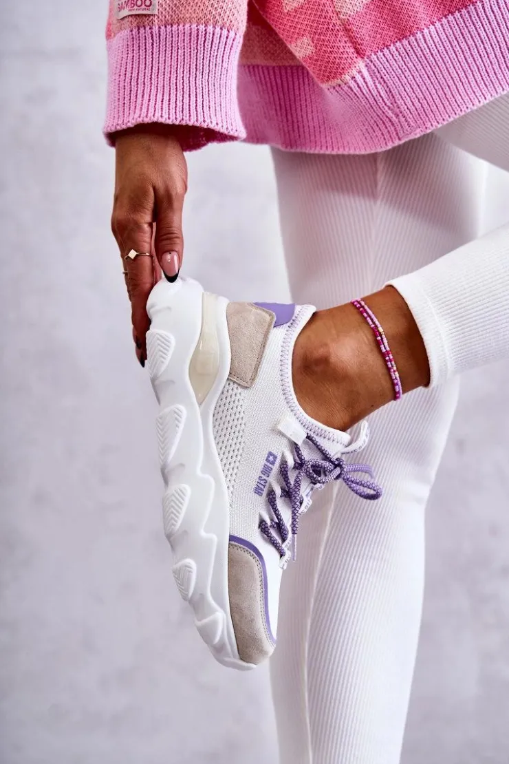 Damskie Big Star Shoes Damskie Sneakersy Memory Foam System Big Star KK274029 Białe