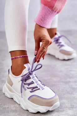 Damskie Big Star Shoes Damskie Sneakersy Memory Foam System Big Star KK274029 Białe