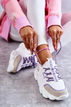 Damskie Big Star Shoes Damskie Sneakersy Memory Foam System Big Star KK274029 Białe