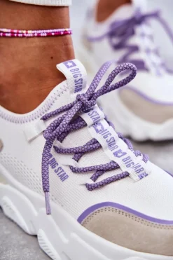 Damskie Big Star Shoes Damskie Sneakersy Memory Foam System Big Star KK274029 Białe