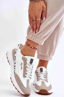 Big Star Shoes Sneakersy Damskie*Damskie Sneakersy Memory Foam System Big Star LL274957 Białe