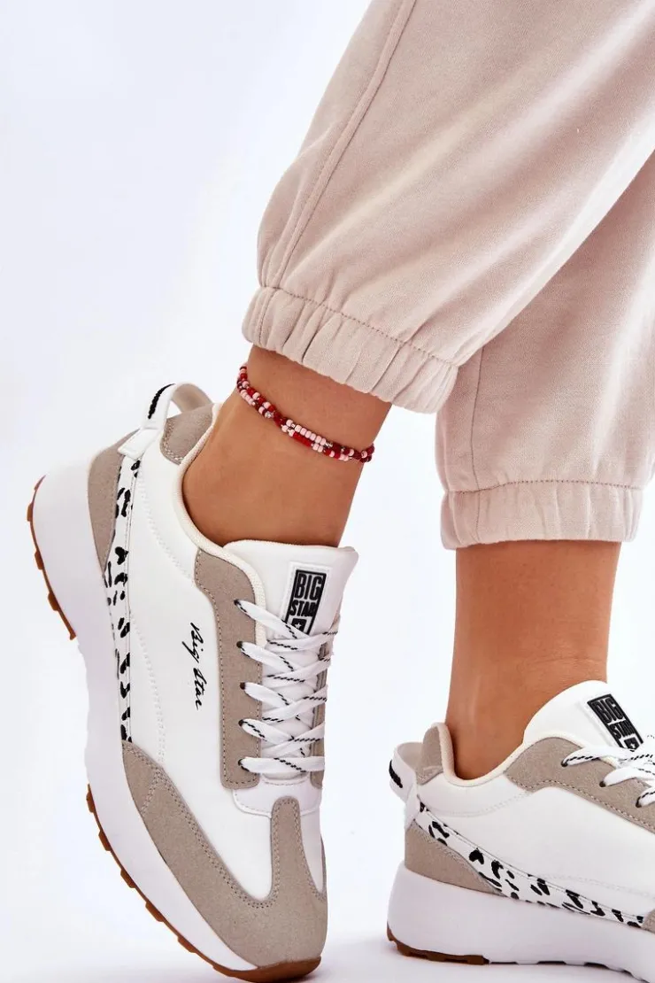 Big Star Shoes Sneakersy Damskie*Damskie Sneakersy Memory Foam System Big Star LL274957 Białe