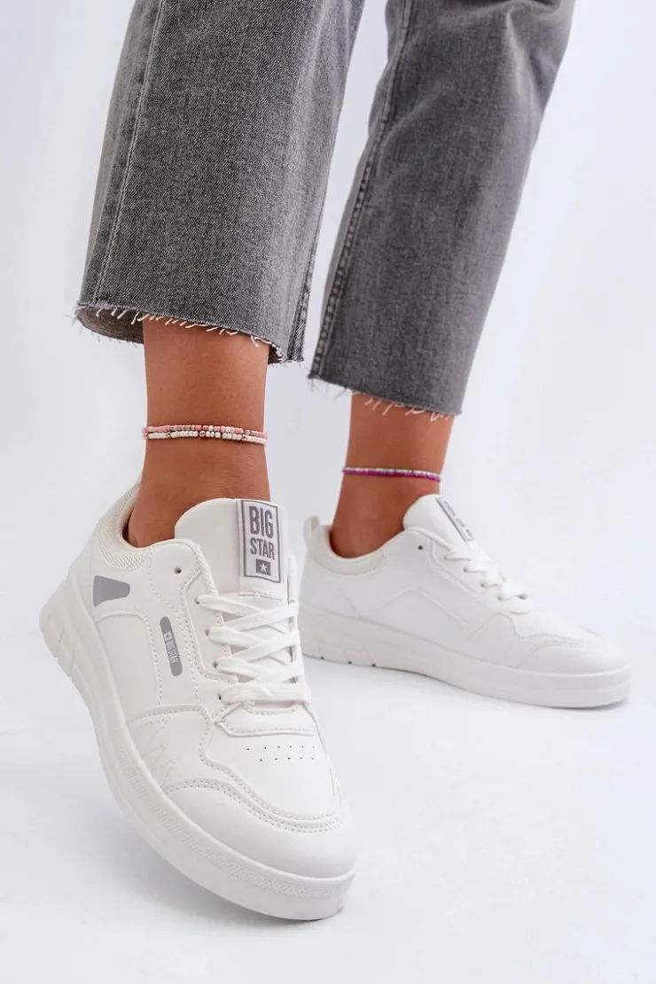 Big Star Shoes Buty Sportowe Big Star|Sneakersy Damskie*Damskie Sneakersy Memory Foam System Big Star NN274A483 Białe