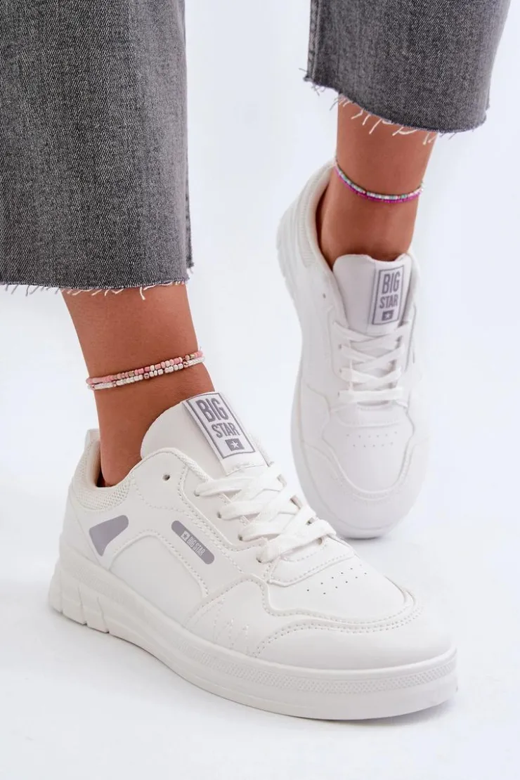 Big Star Shoes Buty Sportowe Big Star|Sneakersy Damskie*Damskie Sneakersy Memory Foam System Big Star NN274A483 Białe
