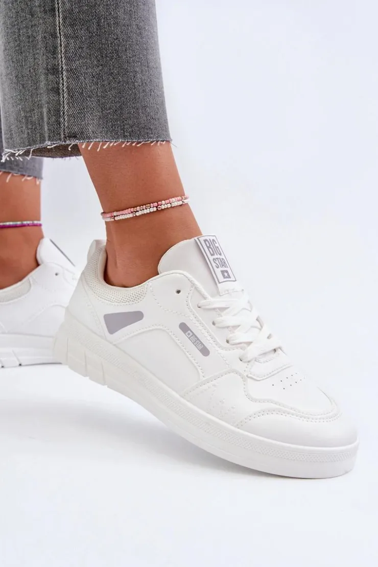 Big Star Shoes Buty Sportowe Big Star|Sneakersy Damskie*Damskie Sneakersy Memory Foam System Big Star NN274A483 Białe