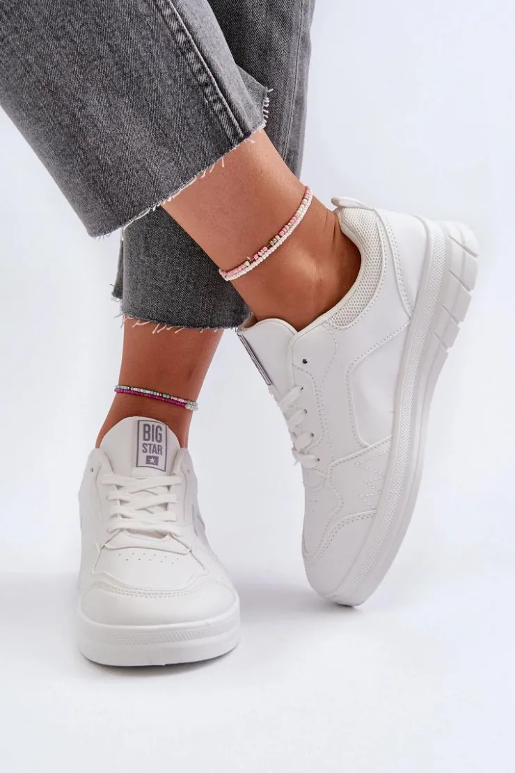 Big Star Shoes Buty Sportowe Big Star|Sneakersy Damskie*Damskie Sneakersy Memory Foam System Big Star NN274A483 Białe