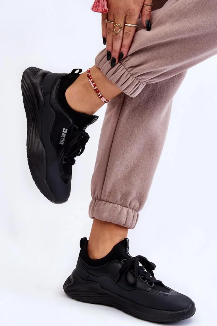 Big Star Shoes Buty Sportowe Big Star|Sneakersy Damskie*Damskie Sneakersy Memory Foam System Big Star LL274419 Czarne