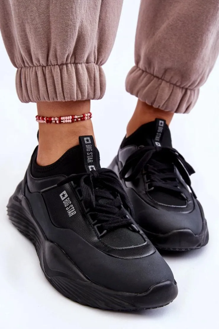 Big Star Shoes Buty Sportowe Big Star|Sneakersy Damskie*Damskie Sneakersy Memory Foam System Big Star LL274419 Czarne
