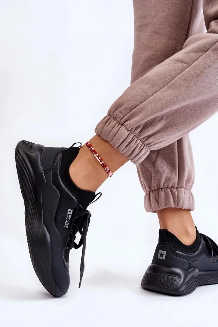 Big Star Shoes Buty Sportowe Big Star|Sneakersy Damskie*Damskie Sneakersy Memory Foam System Big Star LL274419 Czarne