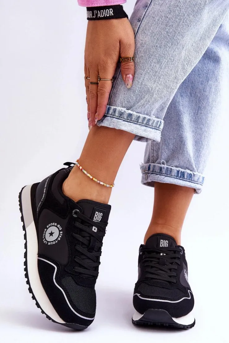 Big Star Shoes Buty Sportowe Big Star|Sneakersy Damskie*Damskie Sneakersy Memory Foam System Big Star LL274541 Czarne