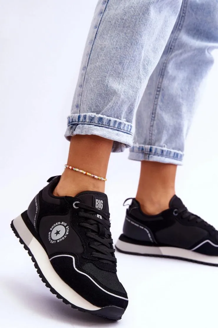 Big Star Shoes Buty Sportowe Big Star|Sneakersy Damskie*Damskie Sneakersy Memory Foam System Big Star LL274541 Czarne