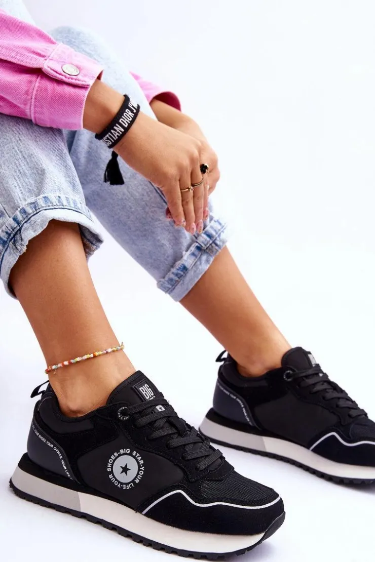 Big Star Shoes Buty Sportowe Big Star|Sneakersy Damskie*Damskie Sneakersy Memory Foam System Big Star LL274541 Czarne