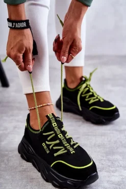 Clearance Big Star Shoes Damskie Sneakersy Memory Foam System Big Star KK274028 Czarne