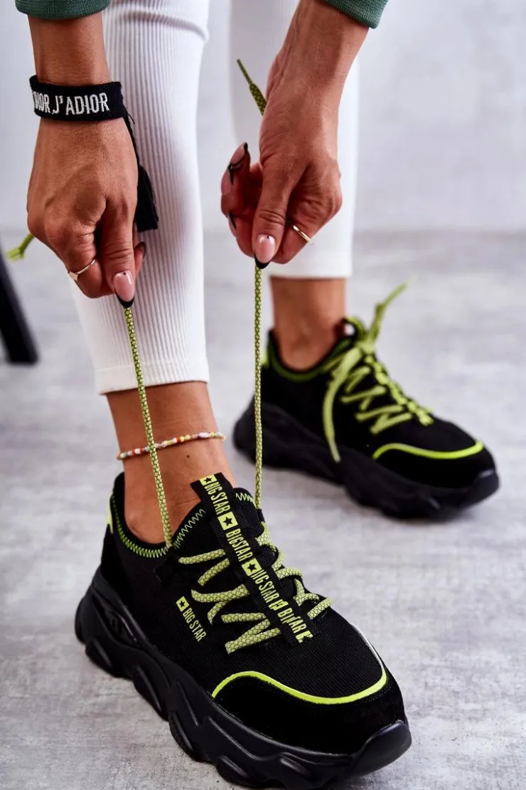 Clearance Big Star Shoes Damskie Sneakersy Memory Foam System Big Star KK274028 Czarne