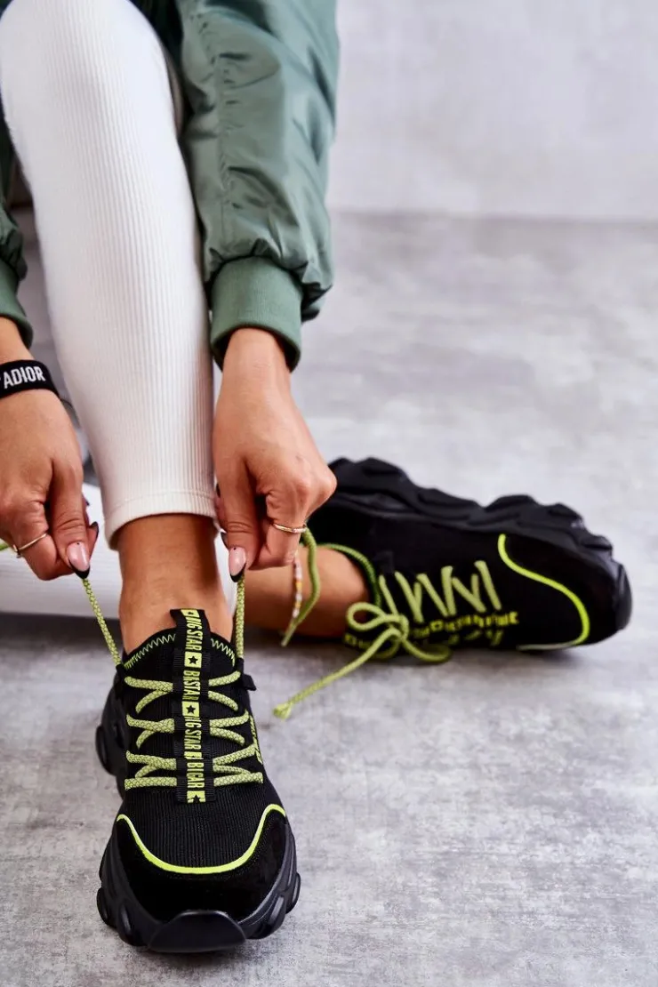 Clearance Big Star Shoes Damskie Sneakersy Memory Foam System Big Star KK274028 Czarne