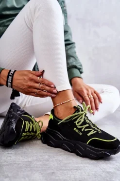 Clearance Big Star Shoes Damskie Sneakersy Memory Foam System Big Star KK274028 Czarne