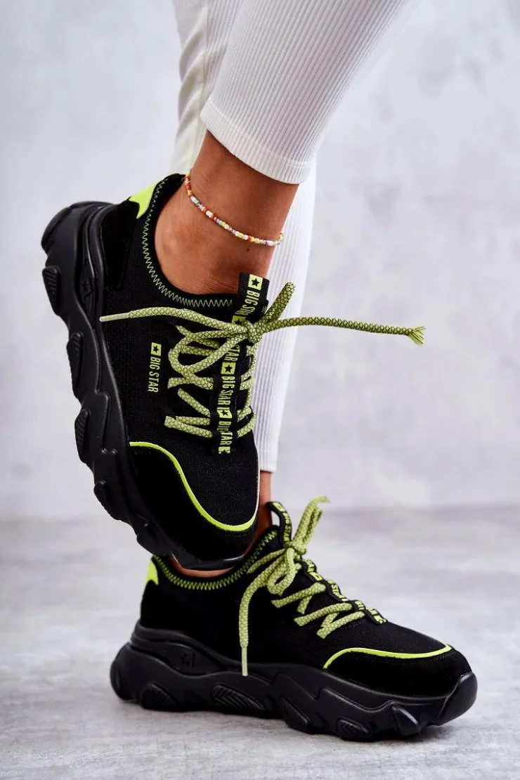 Clearance Big Star Shoes Damskie Sneakersy Memory Foam System Big Star KK274028 Czarne