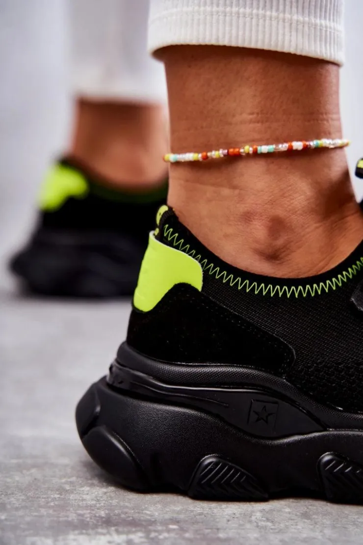 Clearance Big Star Shoes Damskie Sneakersy Memory Foam System Big Star KK274028 Czarne