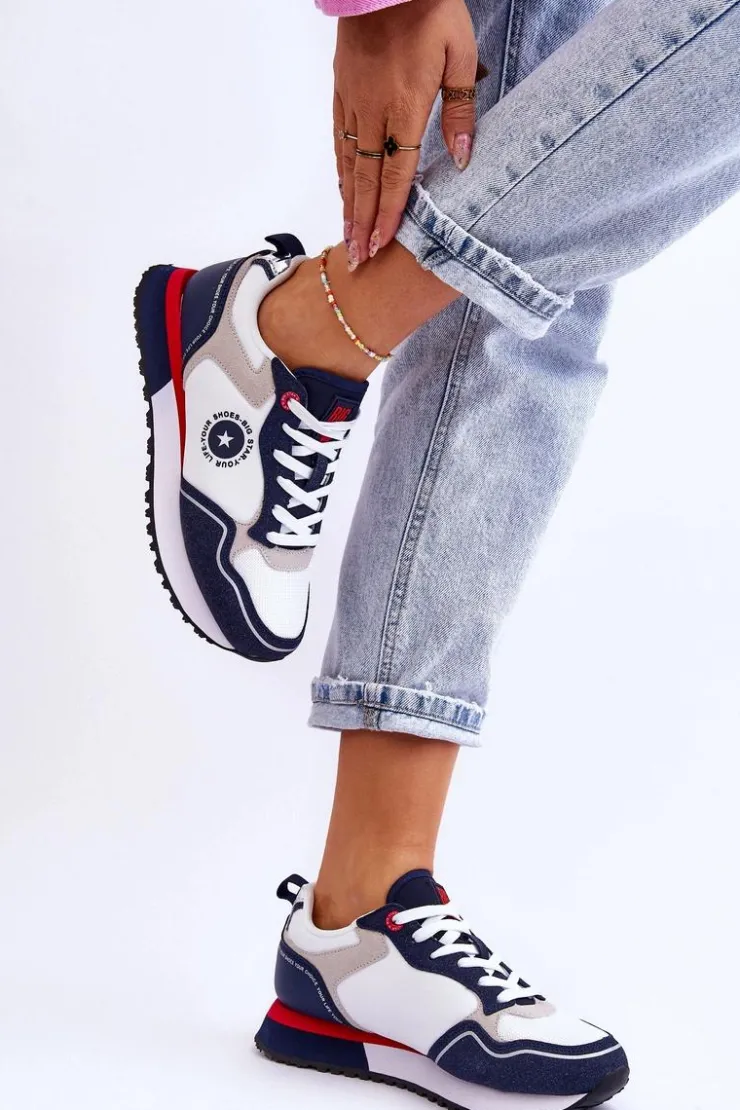 Damskie Big Star Shoes Damskie Sneakersy Memory Foam System Big Star LL274538 Biało-Granatowe