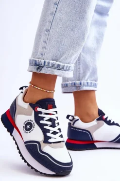 Damskie Big Star Shoes Damskie Sneakersy Memory Foam System Big Star LL274538 Biało-Granatowe