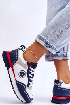 Damskie Big Star Shoes Damskie Sneakersy Memory Foam System Big Star LL274538 Biało-Granatowe