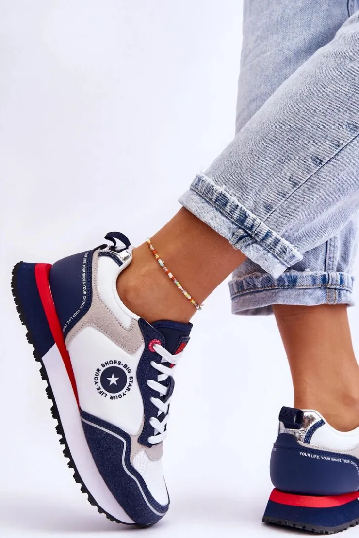 Damskie Big Star Shoes Damskie Sneakersy Memory Foam System Big Star LL274538 Biało-Granatowe