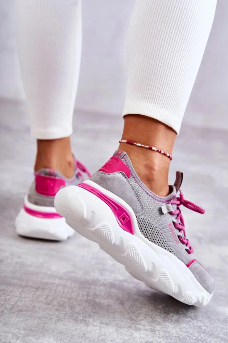 Big Star Shoes Buty Sportowe Big Star|Sneakersy Damskie*Damskie Sneakersy Memory Foam System Big Star KK274030 Szare