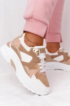 New Boto Damskie Sneakersy Na Dużej Podeszwie Beżowe Yolo