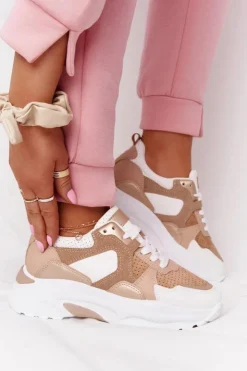 New Boto Damskie Sneakersy Na Dużej Podeszwie Beżowe Yolo