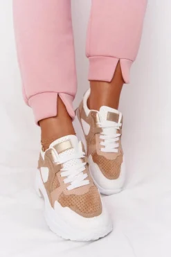 New Boto Damskie Sneakersy Na Dużej Podeszwie Beżowe Yolo