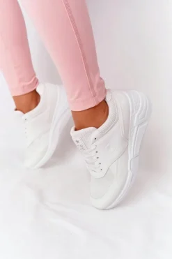 Best Evento Damskie Sneakersy Na Koturnie Białe Avery