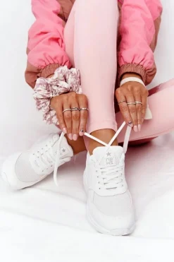 Best Evento Damskie Sneakersy Na Koturnie Białe Avery