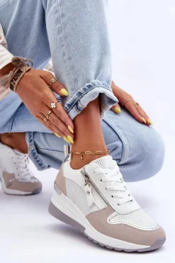 Outlet Boto Damskie Sneakersy Na Koturnie Wielobarwne Sivan