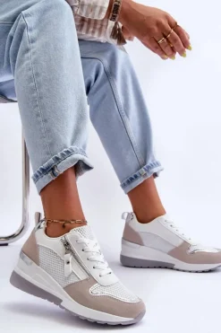 Outlet Boto Damskie Sneakersy Na Koturnie Wielobarwne Sivan