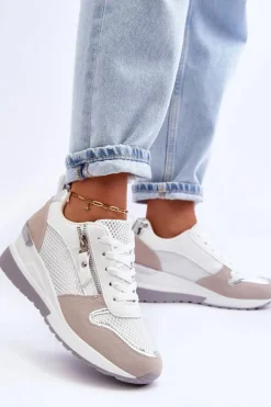 Outlet Boto Damskie Sneakersy Na Koturnie Wielobarwne Sivan