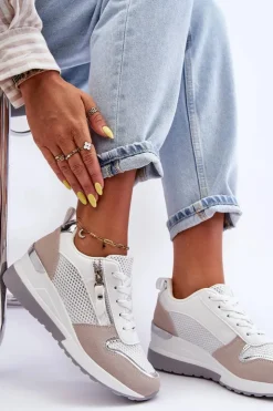 Outlet Boto Damskie Sneakersy Na Koturnie Wielobarwne Sivan