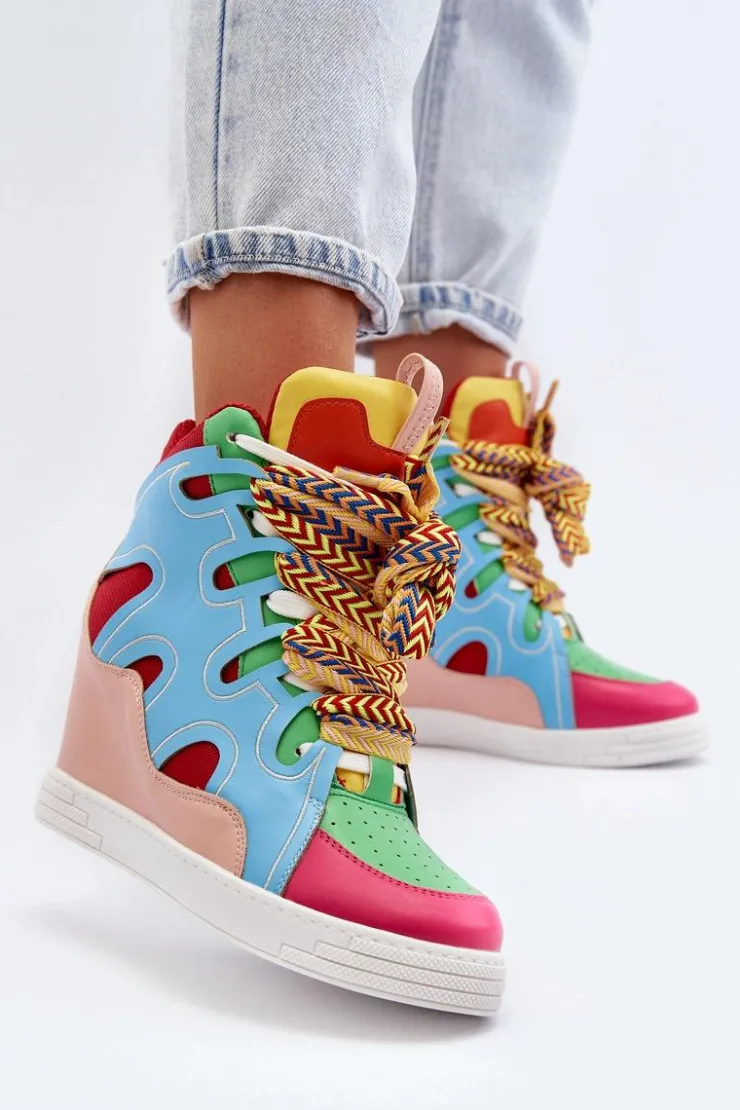 Clearance Boto Damskie Sneakersy Na Koturnie Multikolor Leoppa