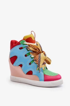 Clearance Boto Damskie Sneakersy Na Koturnie Multikolor Leoppa