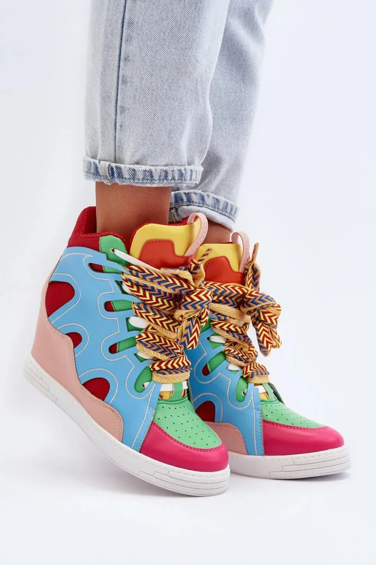 Clearance Boto Damskie Sneakersy Na Koturnie Multikolor Leoppa