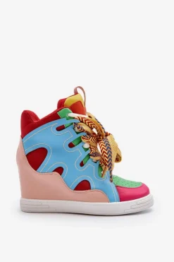 Clearance Boto Damskie Sneakersy Na Koturnie Multikolor Leoppa