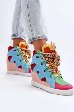 Clearance Boto Damskie Sneakersy Na Koturnie Multikolor Leoppa