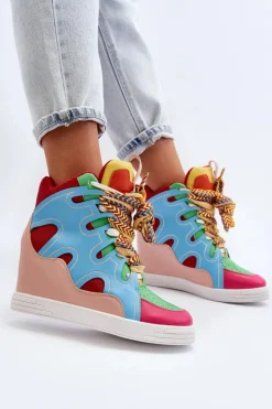 Clearance Boto Damskie Sneakersy Na Koturnie Multikolor Leoppa