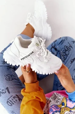 Evento Sneakersy Damskie*Damskie Sneakersy Na Masywnej Podeszwie Białe Laugh