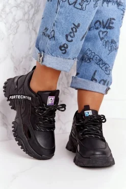 Discount Evento Damskie Sneakersy Na Masywnej Podeszwie Czarne Laugh