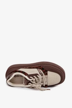 Sale Big Star Shoes Damskie Sneakersy Na Platformie Big Star SS274356 Panterka Brązowo-Beżowe